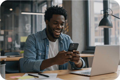 Person using mobile app